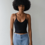 Ribbed Crop Top with Round Neck