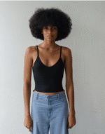 Ribbed Crop Top with Round Neck